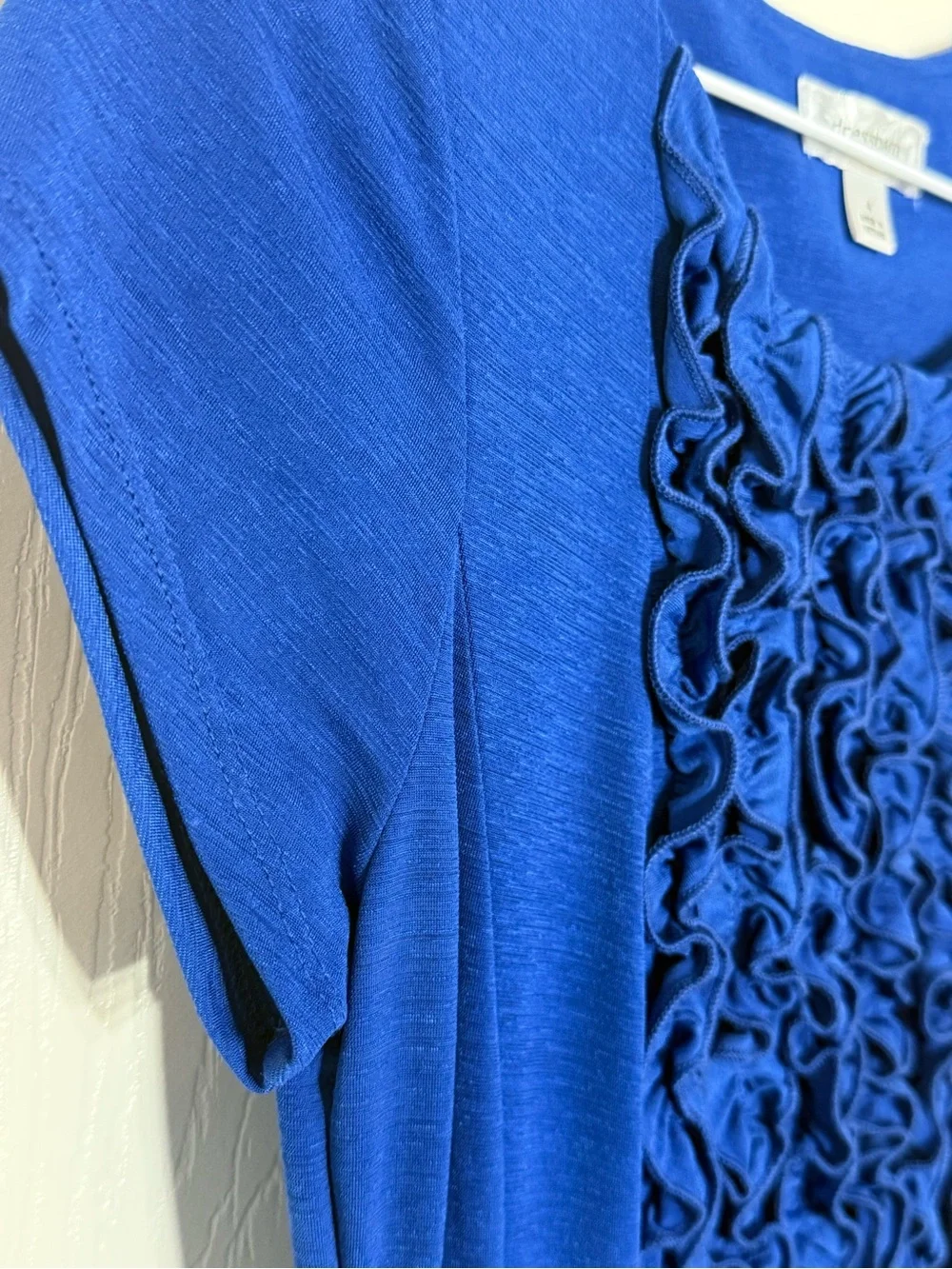 Royal Blue Dressbarn Knit Dress Women’s Size 4 Ruffle Front Dress